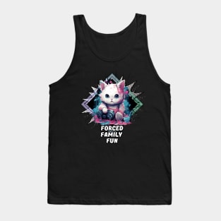 Forced Family Fun - Cat Gamer Gaming - Winter Holiday Tank Top